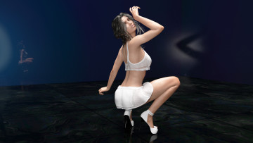 Картинка 3д+графика люди+ people девушка фон взгляд отражение