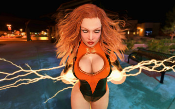 Картинка 3д+графика фантазия+ fantasy фантастика рыжая девушка рендеринг грудь взгляд арт