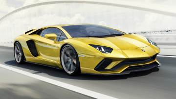 Картинка lamborghini+aventador+s+2017 автомобили lamborghini aventador жёлтая 2017 s