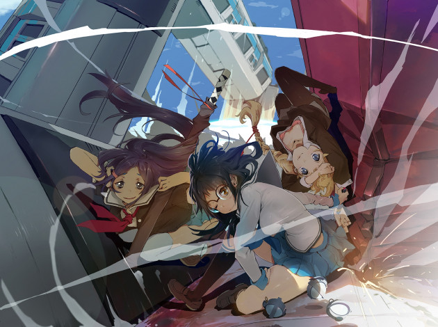 Обои картинки фото аниме, unknown,  другое, девушка, фон, взгляд