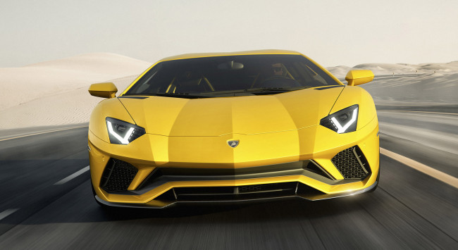 Обои картинки фото lamborghini aventador s 2017, автомобили, lamborghini, s, aventador, жёлтая, 2017