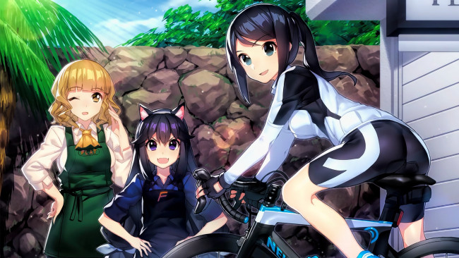 Обои картинки фото аниме, unknown,  другое, anime, bishojo, girl, bike, friend, by, sanoboss, japanese