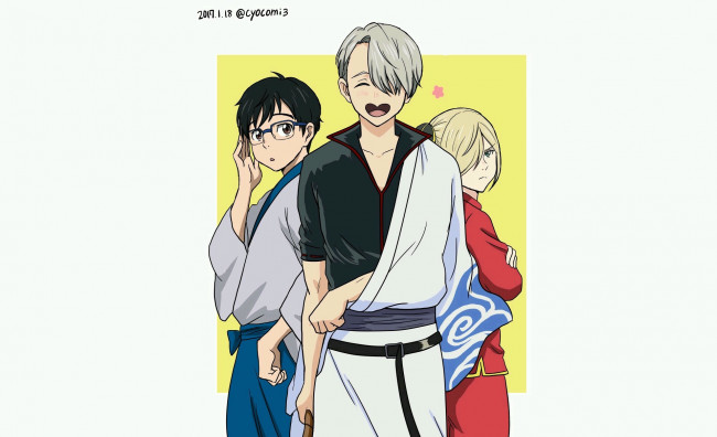 Обои картинки фото аниме, yuri on ice, юри, юрий, виктор, косплей, гинтама