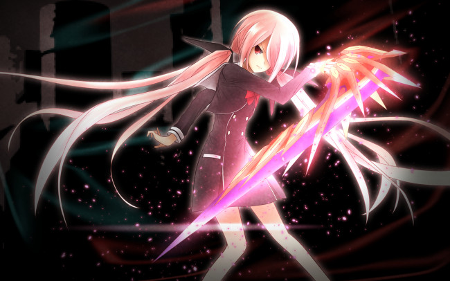 Обои картинки фото аниме, магия,  колдовство,  halloween, девушка, фон, взгляд