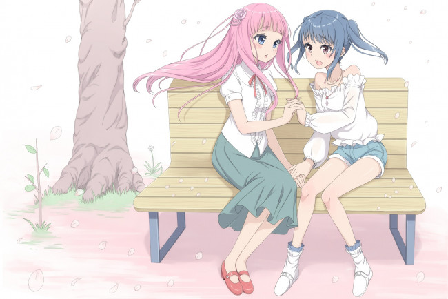 Обои картинки фото аниме, unknown,  другое, фон, взгляд, девушки