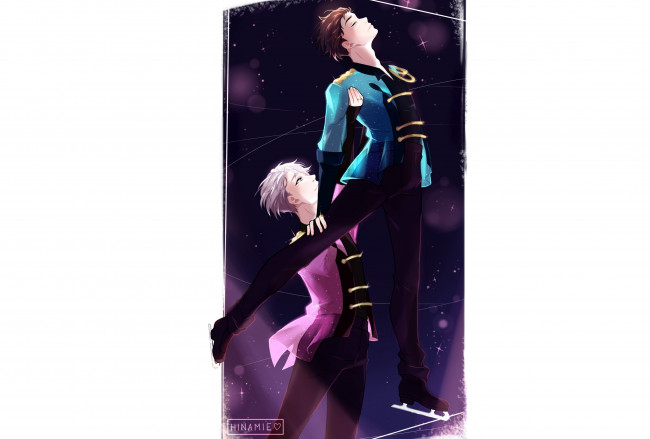 Обои картинки фото аниме, yuri on ice, виктор, никифоров, катсуки, юри