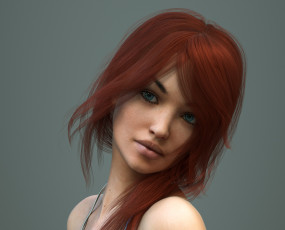 Картинка 3д+графика портрет+ portraits девушка взгляд фон