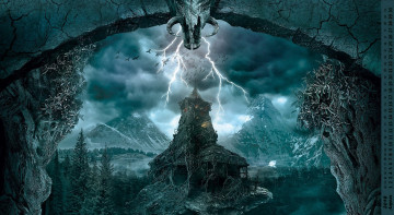 Картинка календари фэнтези молния сооружение деревья