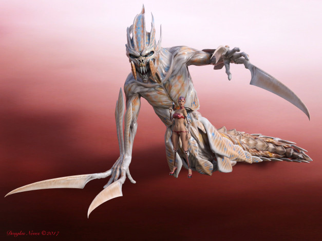 Обои картинки фото 3д графика, существа , creatures, девушка, взгляд, фон