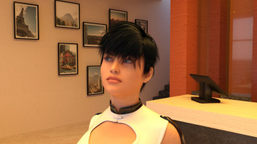 Картинка 3д+графика портрет+ portraits девушка взгляд фон