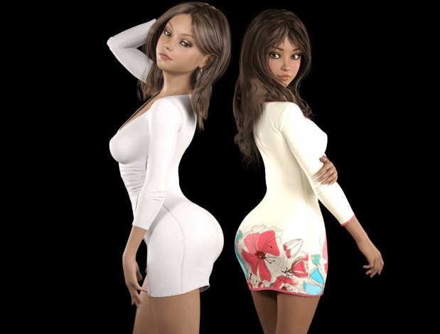 Обои картинки фото 3д графика, люди , people, девушки, взгляд, фон