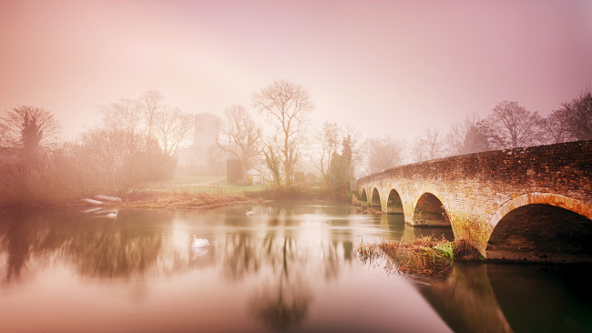 Обои картинки фото города, - мосты, мост, туман, река