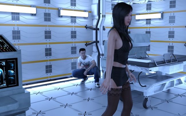 Обои картинки фото 3д графика, люди , people, девушка, взгляд, фон