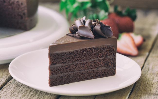 Обои картинки фото еда, торты, торт, кусок, тарелка