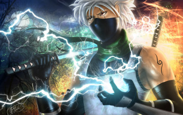 Картинка аниме naruto какаши хатаке меч шиноби