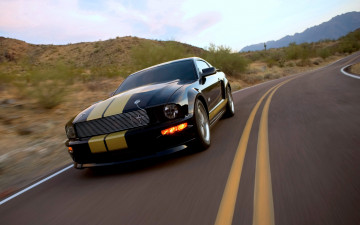 Картинка автомобили mustang форд шелби черный полосы шоссе дорога