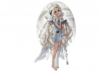 Картинка аниме unknown +другое+ девочка костыль