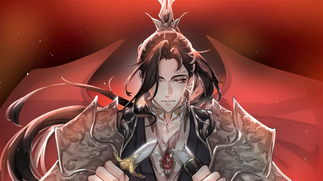 Обои картинки фото аниме, tian guan ci fu, персонаж, оружие, крылья