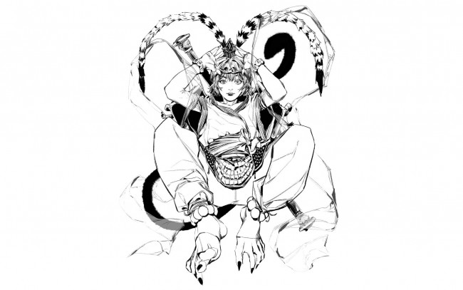 Обои картинки фото аниме, животные,  существа, когти, хвост, наряд