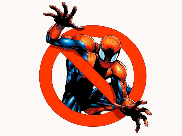 Обои картинки фото рисованное, комиксы, человек-паук, знак, запрет