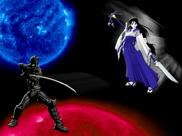 Обои картинки фото аниме, weapon, blood, technology