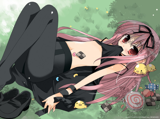 Обои картинки фото cuffs, garden, аниме