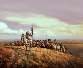 Картинка рисованные люди картина индеец