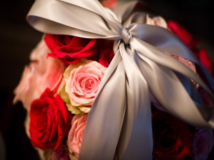 Картинка цветы розы лента бант