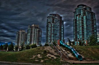 Картинка города здания дома лестница