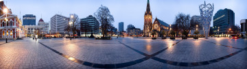 Картинка christchurch new zealand города улицы площади набережные костёл площадь новая зеландия здания панорама