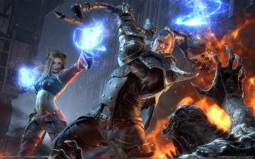 Картинка knights contract видео игры схватка девушка мужик магия монстр