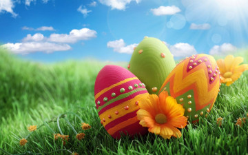 обоя праздничные, пасха, крашенки, пасхальные, яйца, цветы, трава