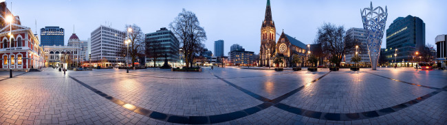 Обои картинки фото christchurch, new, zealand, города, улицы, площади, набережные, костёл, площадь, новая, зеландия, здания, панорама