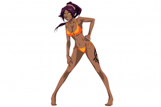 Обои картинки фото shihouin, yoruichi, аниме, bleach, шихоуин, йоруичи