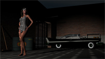 Картинка 3д графика people люди девушка автомобиль