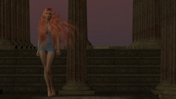 Картинка 3д графика people люди колонны волосы девушка