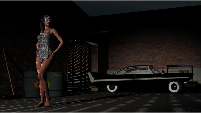 Обои картинки фото 3д, графика, people, люди, девушка, автомобиль