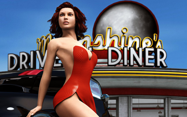 Обои картинки фото 3д, графика, people, люди, прическа, авто