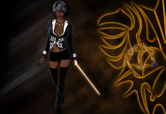 Обои картинки фото 3д, графика, fantasy, фантазия, девушка, оружие