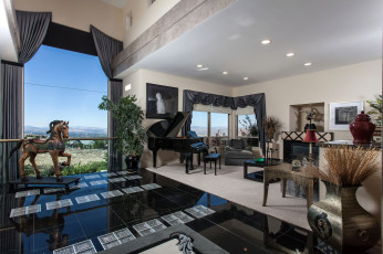 Картинка интерьер гостиная рояль окно