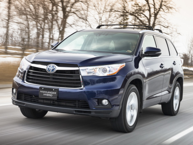 Обои картинки фото автомобили, toyota, синий, highlander, 2013, hybrid