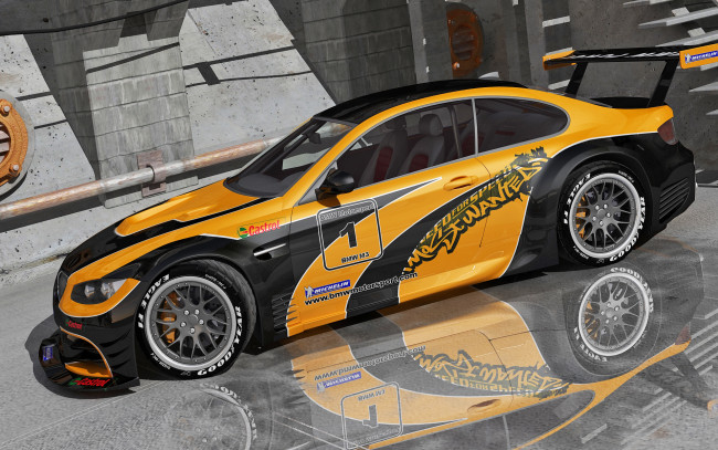Обои картинки фото автомобили, 3д, m3, bmw, black, e92, orange, and