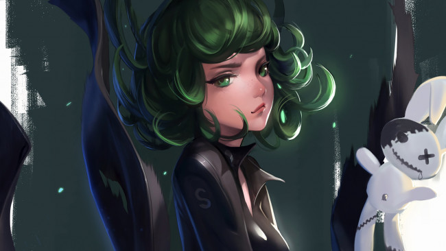 Обои картинки фото one punch man, аниме, фон, взгляд, девушка, tatsumaki