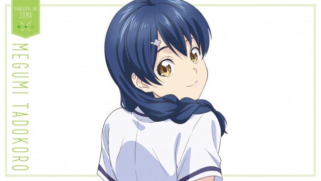 Обои картинки фото shokugeki no soma, аниме, фон, взгляд, девушка