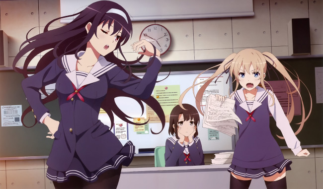 Обои картинки фото saikano, аниме, фон, взгляд, девушки