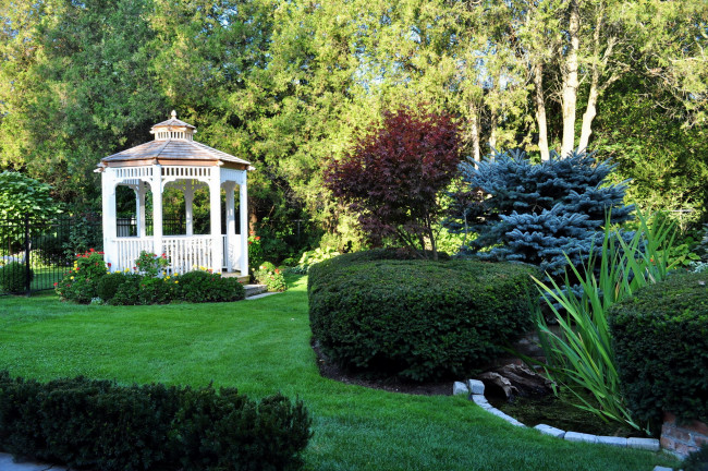 Обои картинки фото природа, парк, водоем, беседка