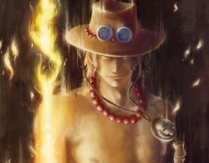 Картинка аниме one+piece парень огонь