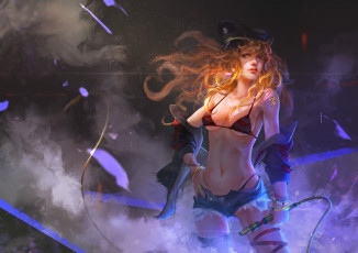 Картинка фэнтези девушки кнут купальник взгляд фон девушка