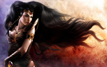 Картинка фэнтези девушки латы доспехи длинный волосы девушка брюнетка