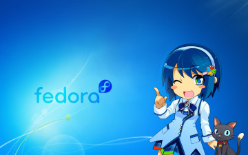 обоя компьютеры, fedora, фон, логотип